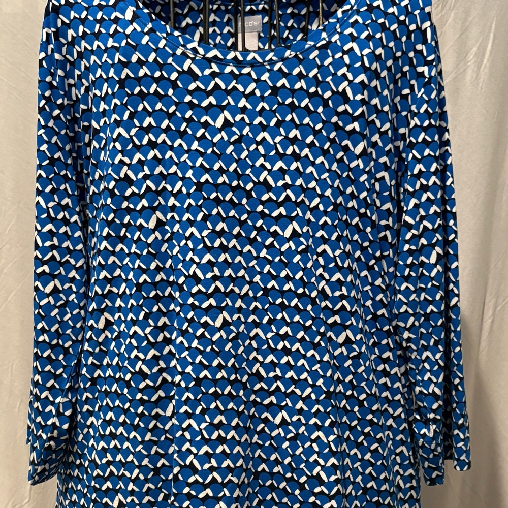 Chico’s Royal Blue and White Patterned Top